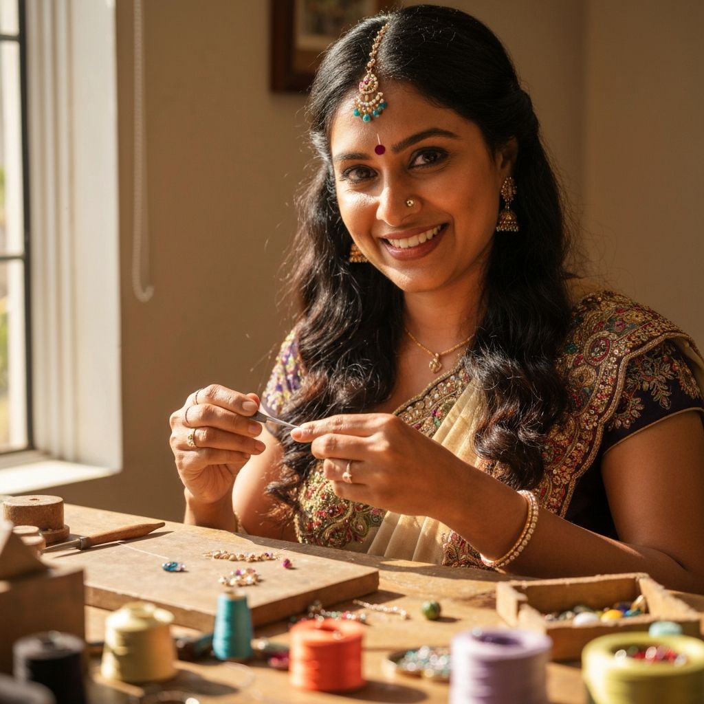Woman crafting jewelry