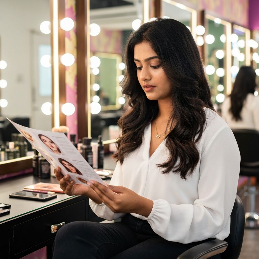Woman learning makeup